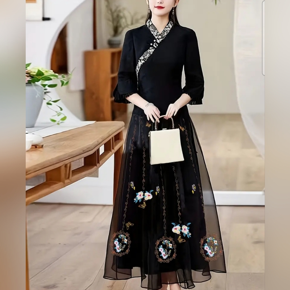 High Waist Embroidered Skirt, Ethnic Style Retro Casual Skirt, Women's Clothing